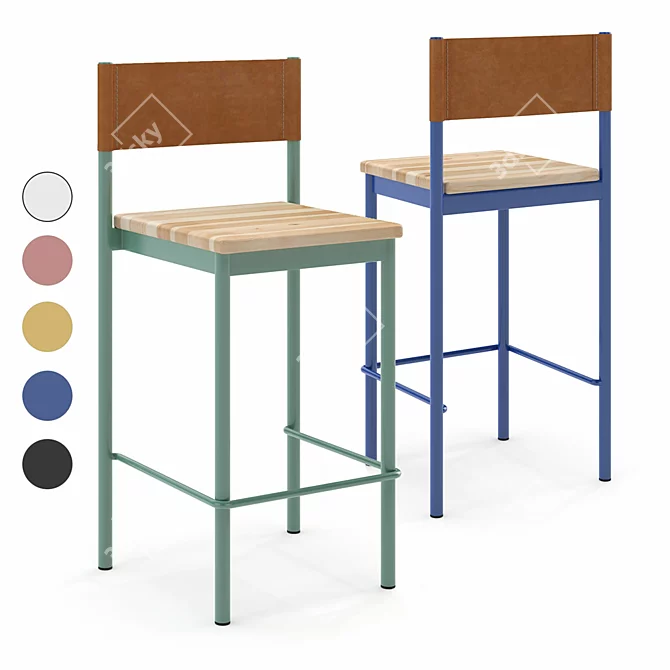 Amigo Modern Leather Counter Stool 3D model image 1