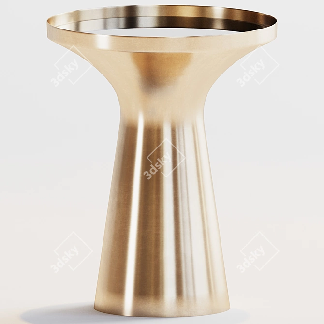 Vintage Brass and Black Glass Coffee Table 3D model image 1