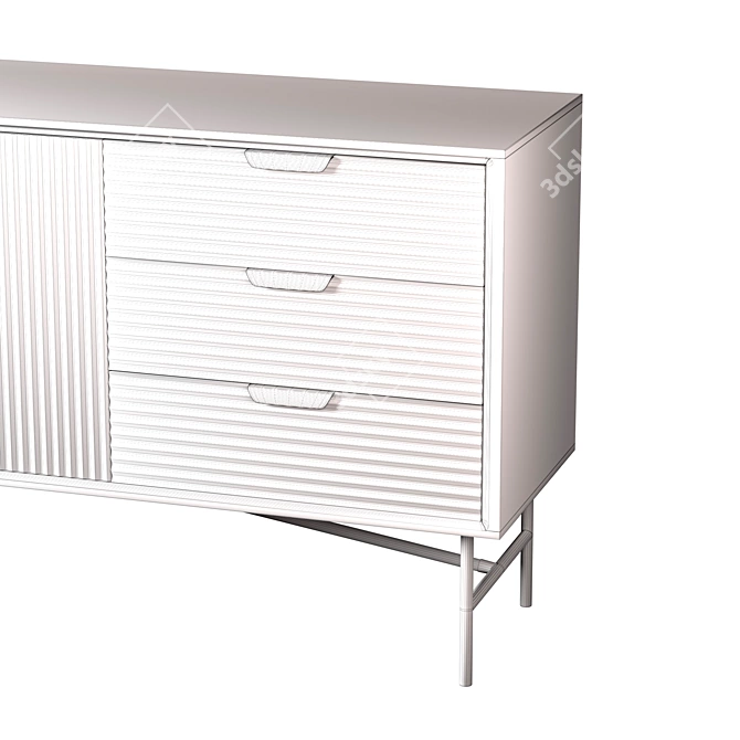 Haines Wide Sideboard - Black Wood, 160cm Width 3D model image 3