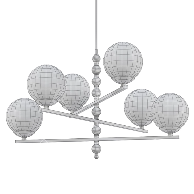 Golden Glass Pendant Chandelier 3D model image 2