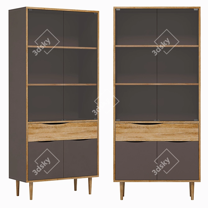 Modern Two-Door Showcase Cabinet 3D model image 1