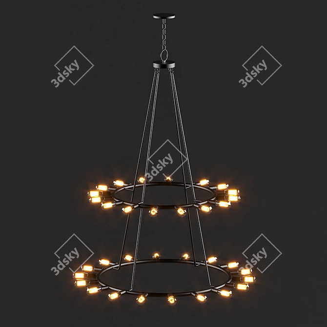 Title: Rustic Industrial Dakota Chandelier 3D model image 2