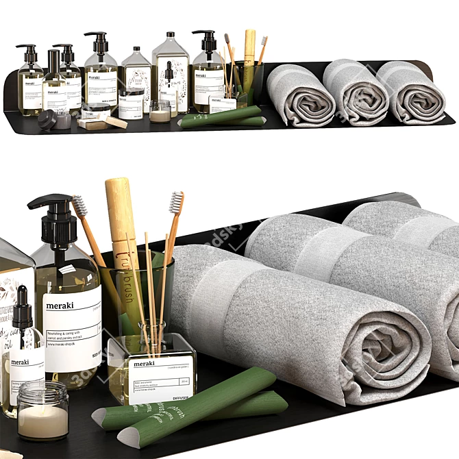 Stylish Bathroom Set with Accessories 3D model image 4