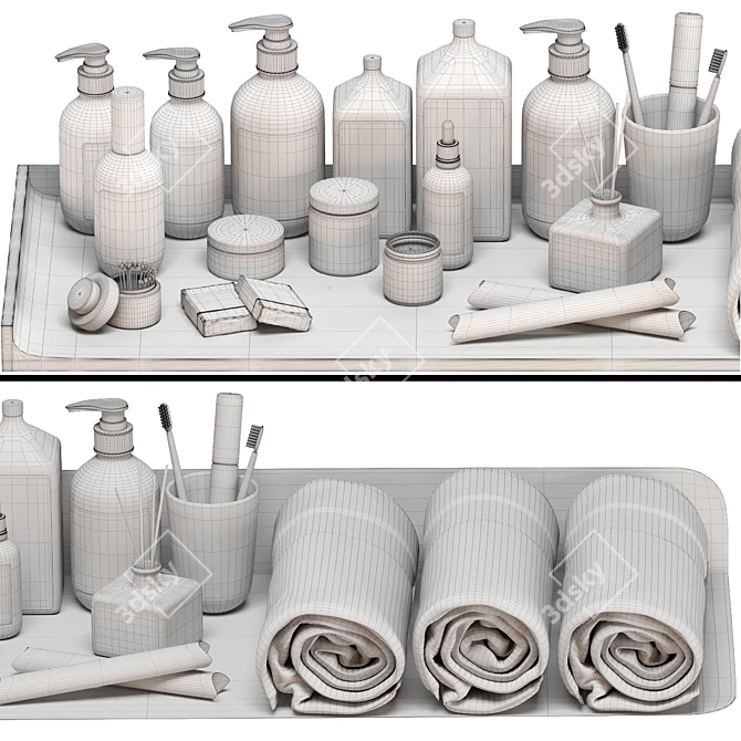 Stylish Bathroom Set with Accessories 3D model image 2