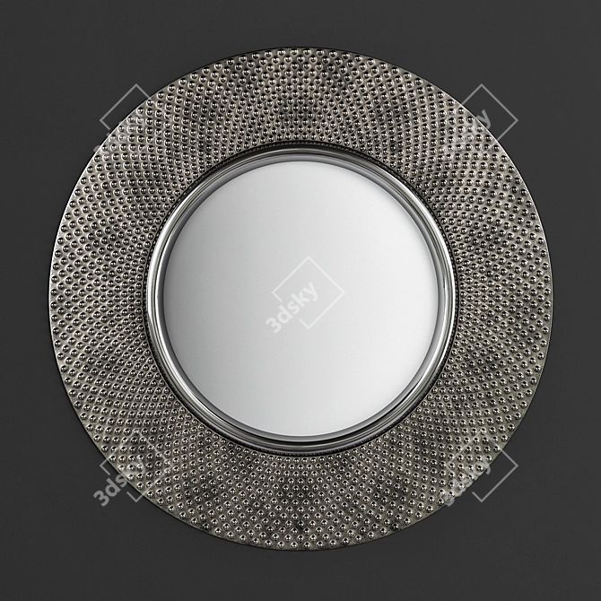 Elegant Pewter Circular Mirror 3D model image 1