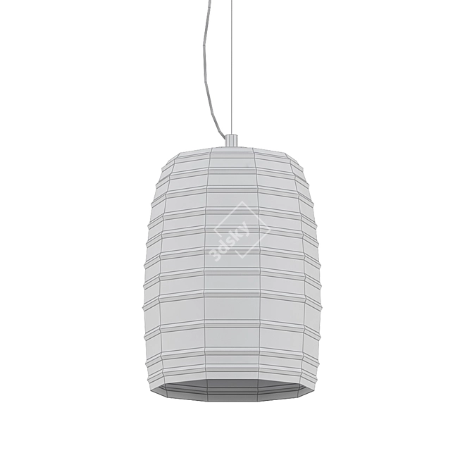 Modern Chrome Pendant Light with Ribbed Glass Shade 3D model image 2
