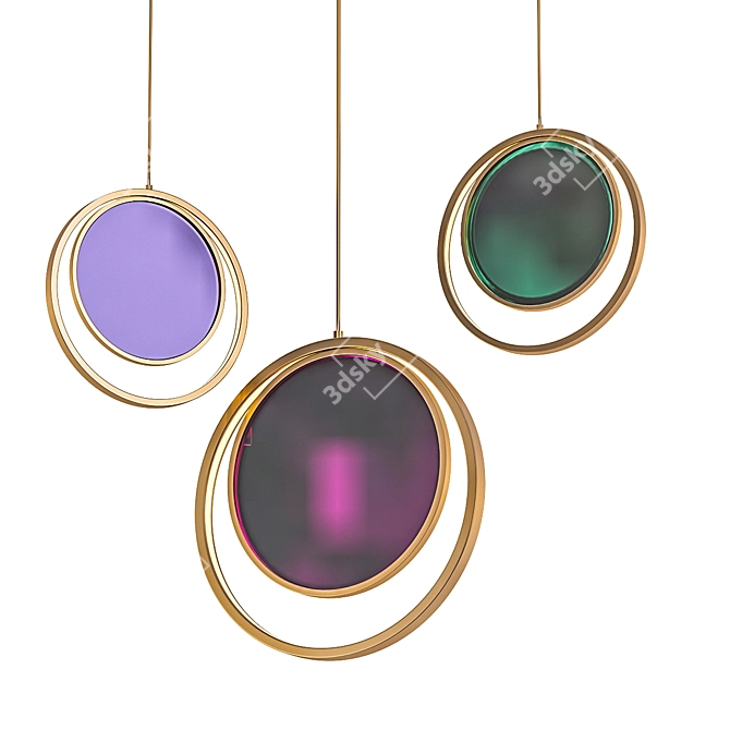 Pearlescent LED Disk Pendant Light 3D model image 1