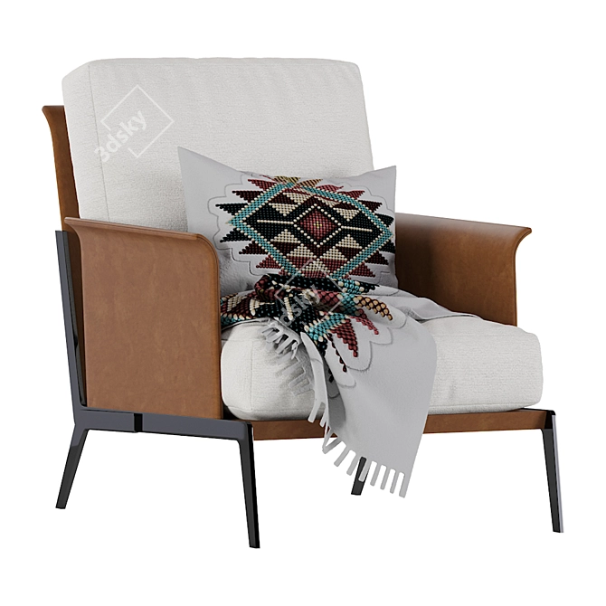 Flexform Happy Hour Leather Armchair 3D model image 1