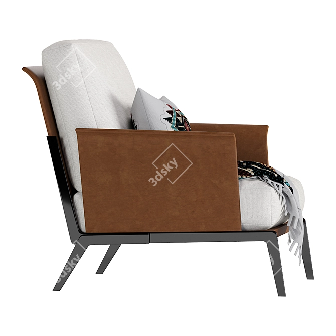 Flexform Happy Hour Leather Armchair 3D model image 3