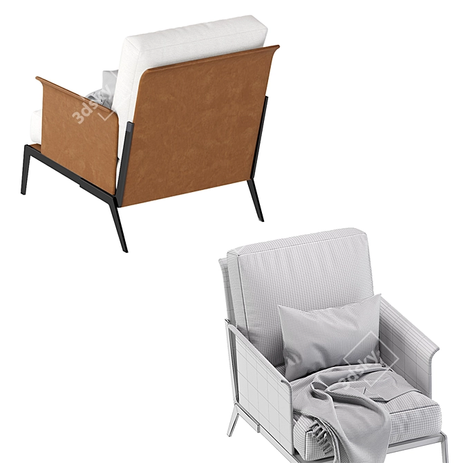 Flexform Happy Hour Leather Armchair 3D model image 5