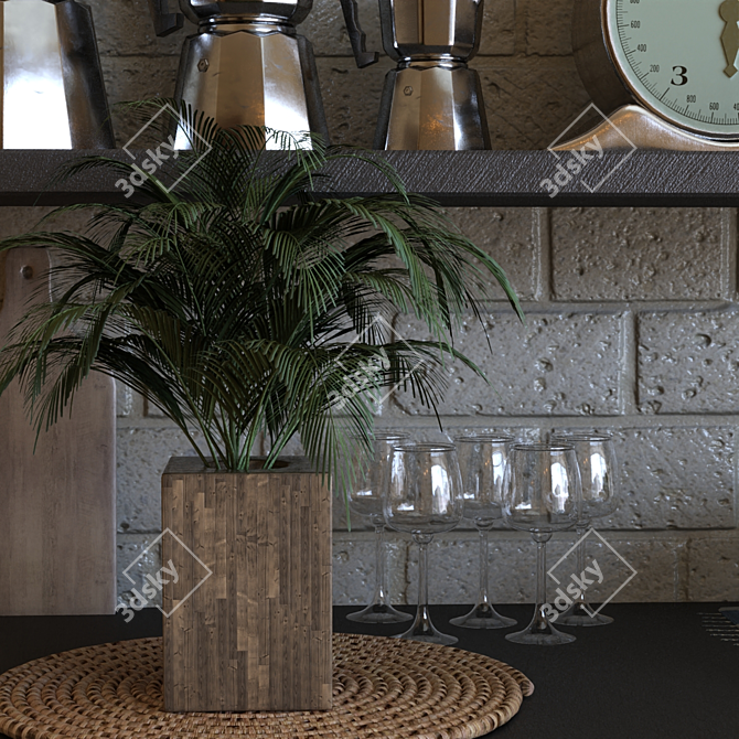 Modern Kitchen Decor Set 3D model image 3