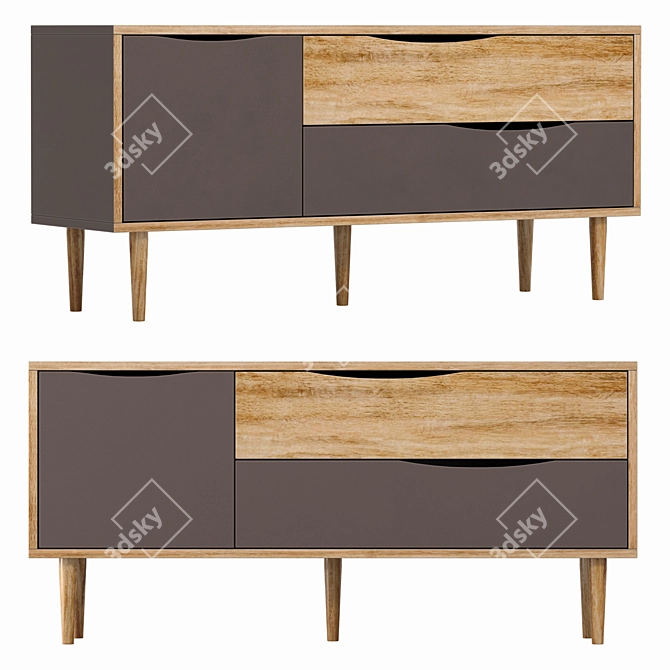 Scandinavian Style TV Stand 3D model image 2