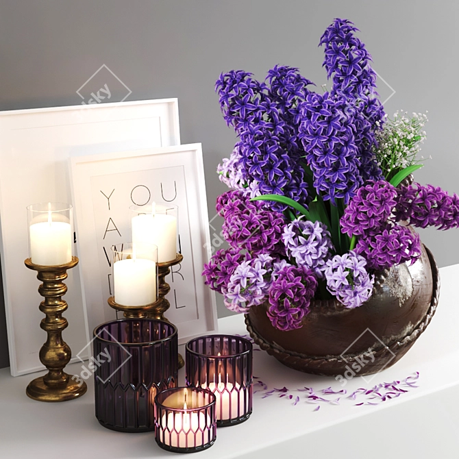 Elegant Hyacinth Sculpture 3D model image 2