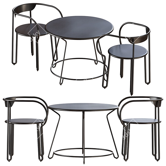 Cozy Huggy Table & Chair: Perfect for Any Space 3D model image 2