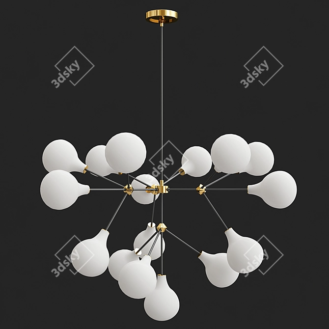 Sleek Glass Brass Chandelier 3D model image 1