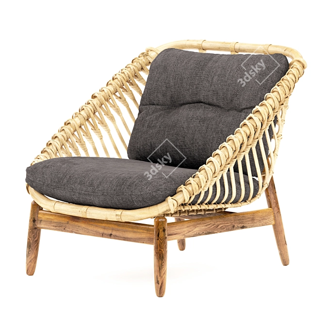 Elegant Cane Lounge Chair 3D model image 1