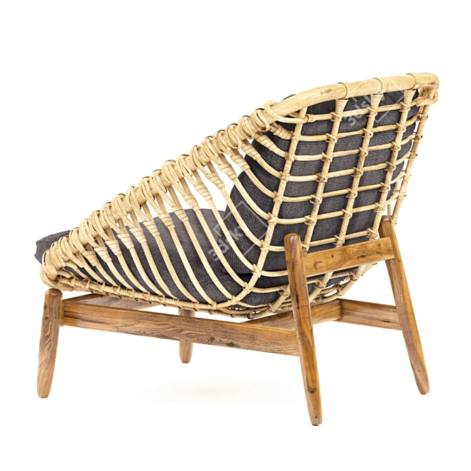 Elegant Cane Lounge Chair 3D model image 2