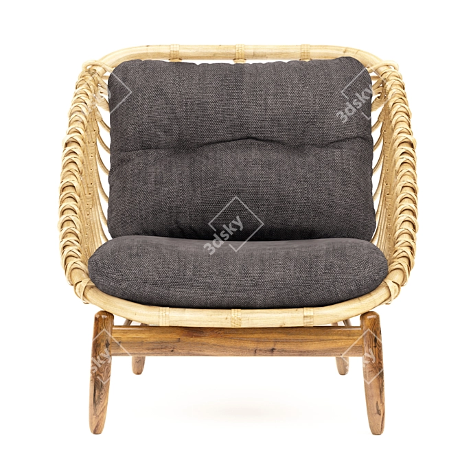 Elegant Cane Lounge Chair 3D model image 3