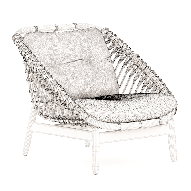 Elegant Cane Lounge Chair 3D model image 4