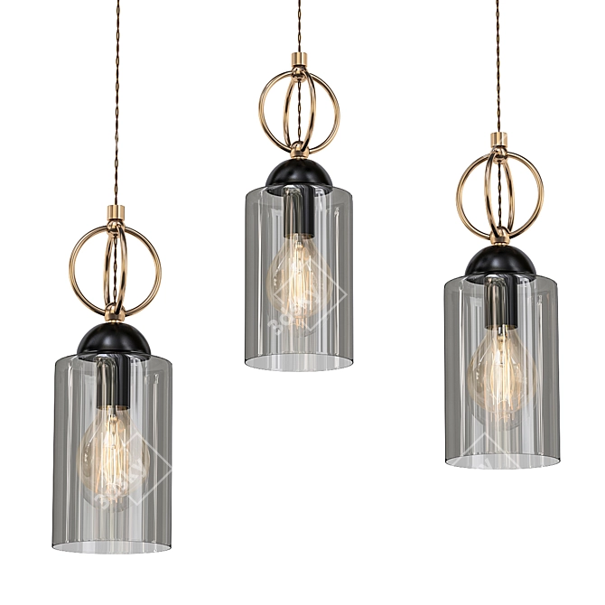 Smokey Cylinder Pendant Lights 3D model image 1