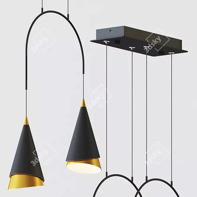 Mermaid LED Pendant: Dynamic Lighting for Modern Homes 3D model image 3