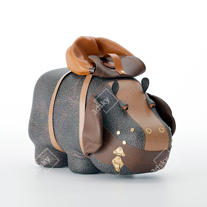 Adorable Hippo Backpack 3D model image 5