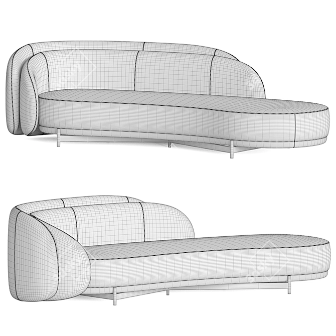 Layered Back Sofa - Stylish and Versatile Seating 3D model image 5