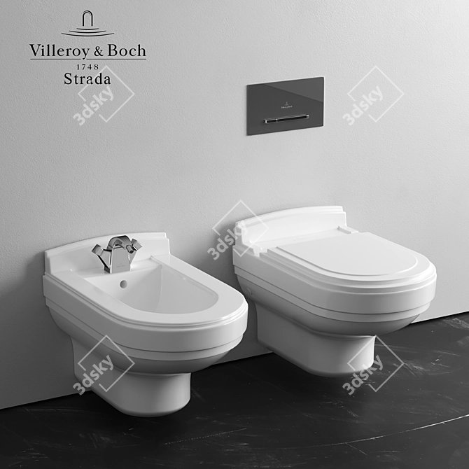 Strada Wall-Mounted Toilet & Bidet: Villeroy & Boch 3D model image 1