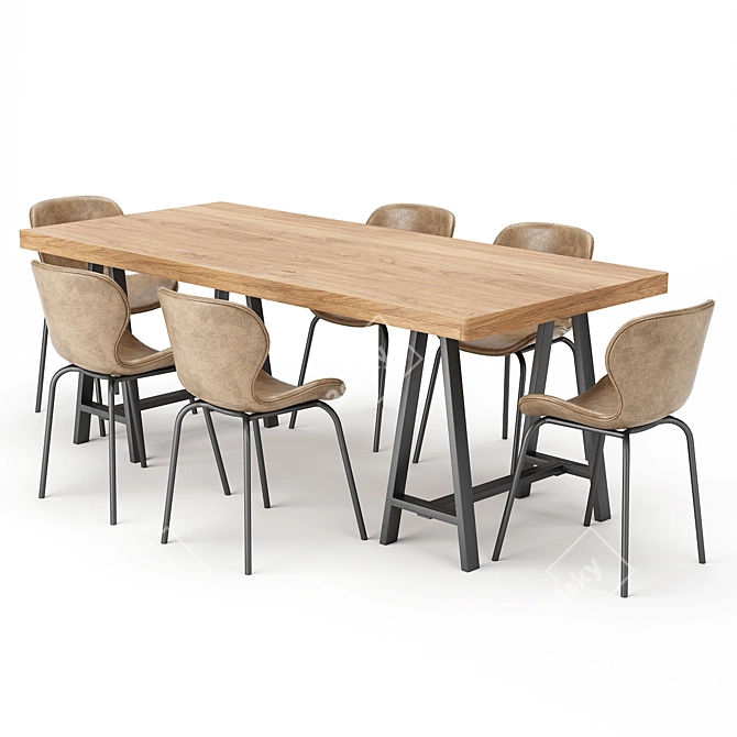 Farmhouse Dining Table 90 3D model image 1