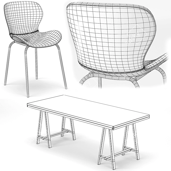 Farmhouse Dining Table 90 3D model image 5