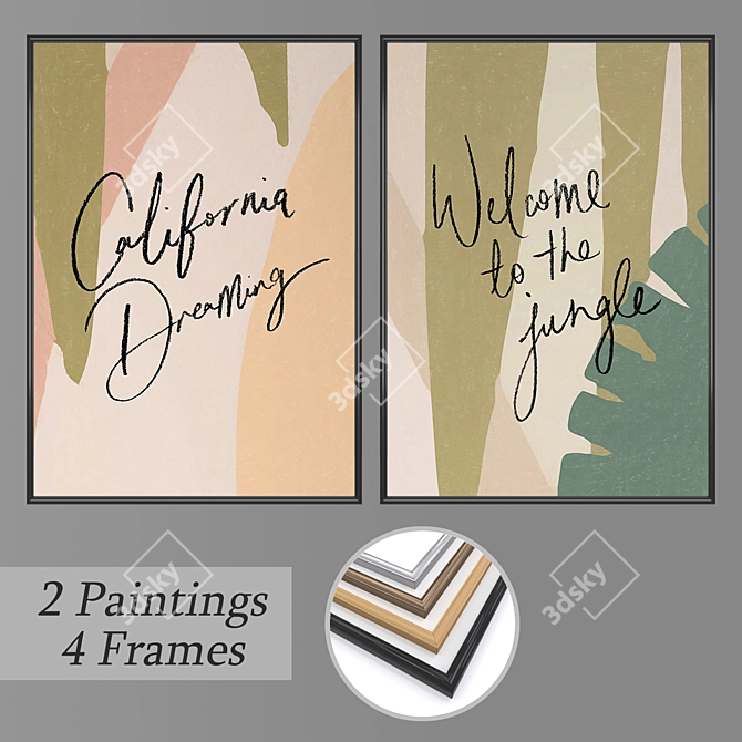 2-Piece Wall Art Set with 4 Frame Options 3D model image 1