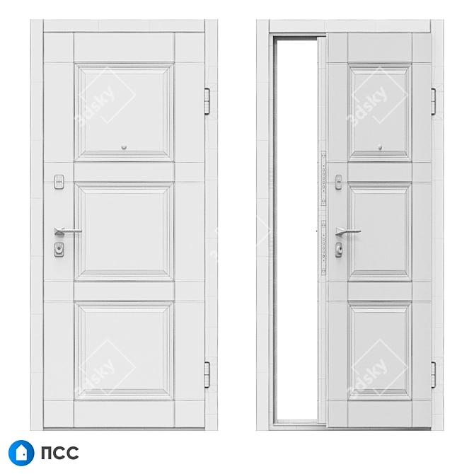 Classic Cross-64 Entrance Door - PSS 3D model image 4