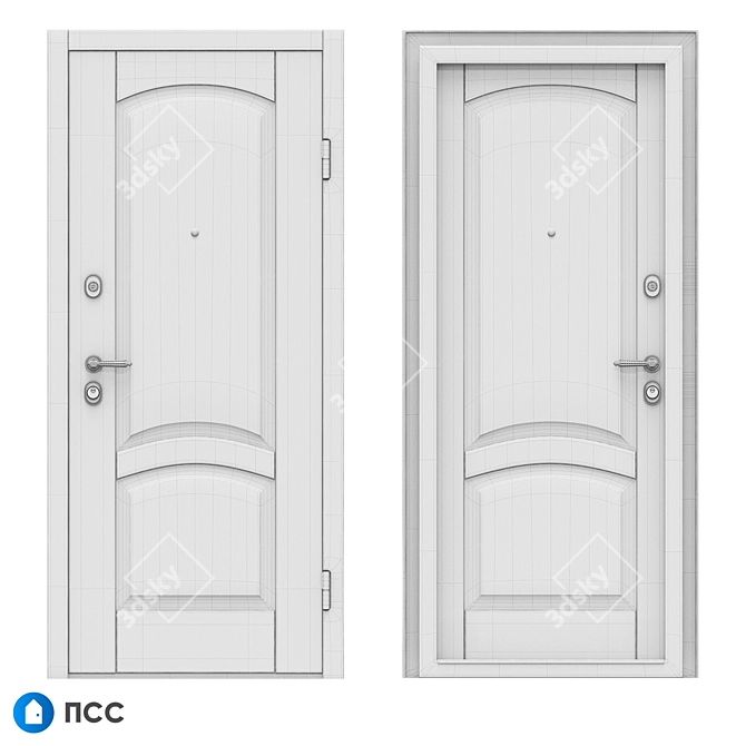 Classic Alaskan Oak Entrance Door 3D model image 3