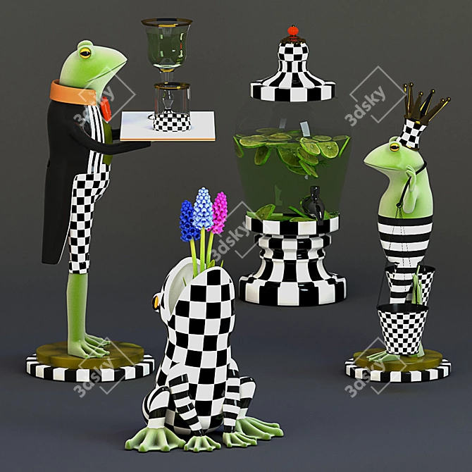 MacKenzie-Childs Courtly Check Decor Set 3D model image 2