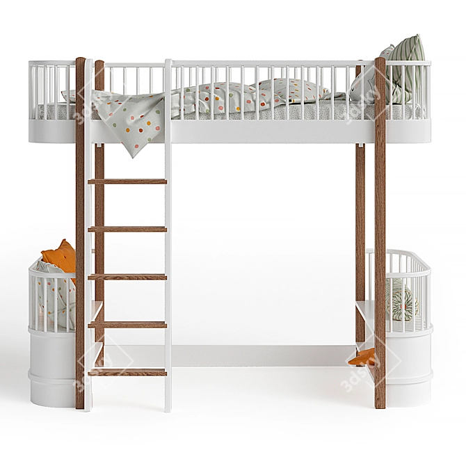 Wood Original Loft Bed: Stylish Baby Bed by Oliver Furniture 3D model image 3