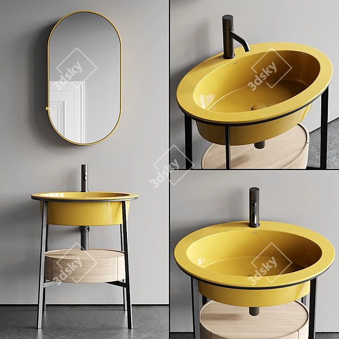 Ceramica Cielo Oval Washbasin Set 3D model image 1