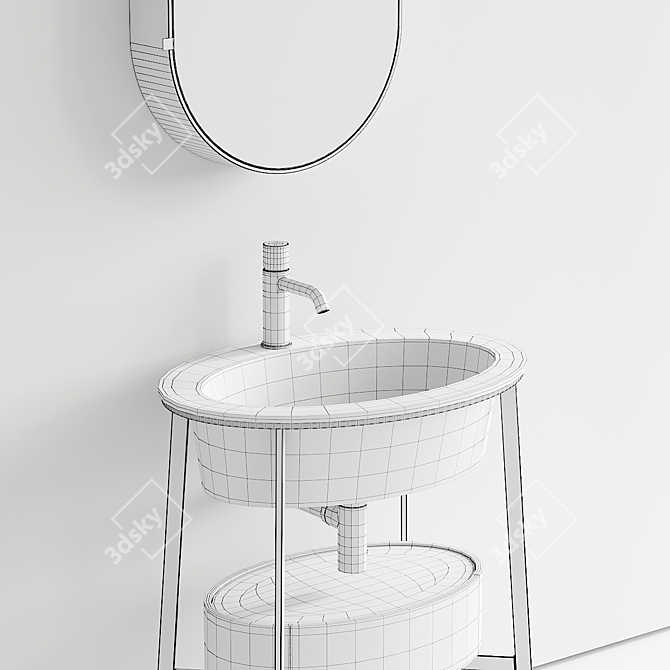 Ceramica Cielo Oval Washbasin Set 3D model image 5