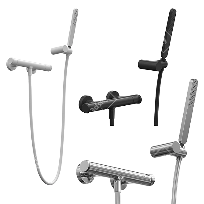 Thermostatic Shower Faucet Set 3D model image 1