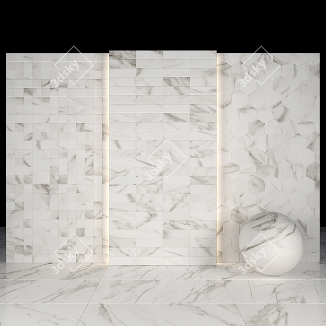  White Calacatta: 10 Texture Marble Slabs & Tiles 3D model image 3
