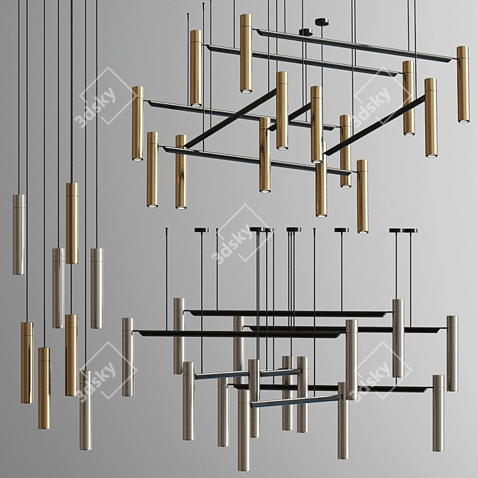Henge Tubular Ceiling Lamp 3D model image 1