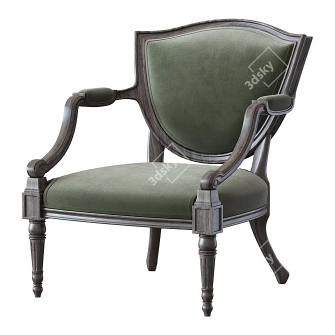 Elegant Vintage Armchair 3D model image 2