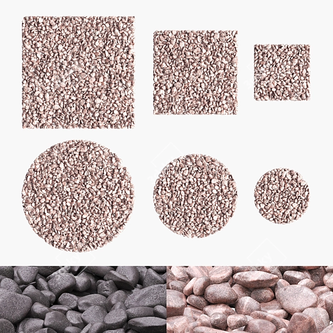 Pebbles Mix: Round & Square (16-54mm) 3D model image 1