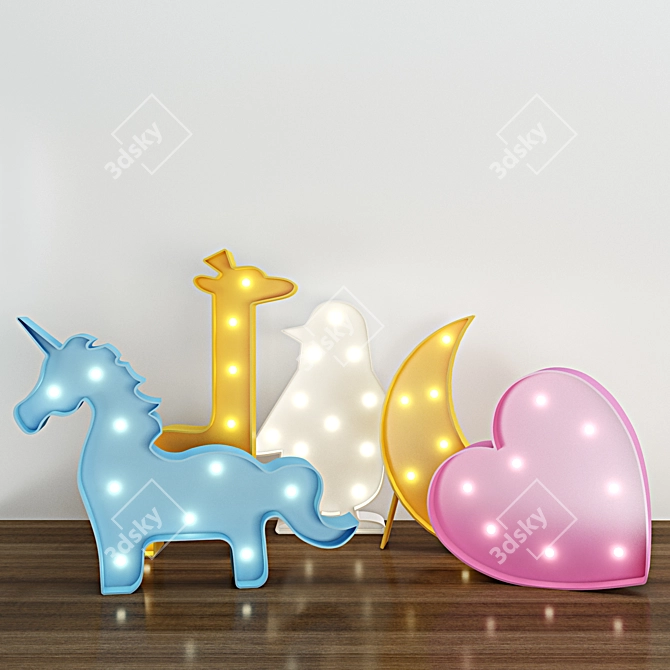 Kids LED Lamp Set 3D model image 2