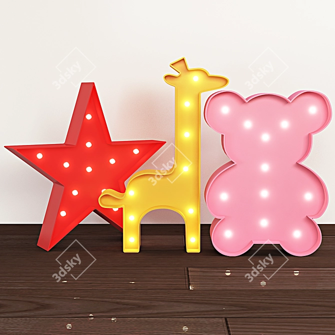 Kids LED Lamp Set 3D model image 3