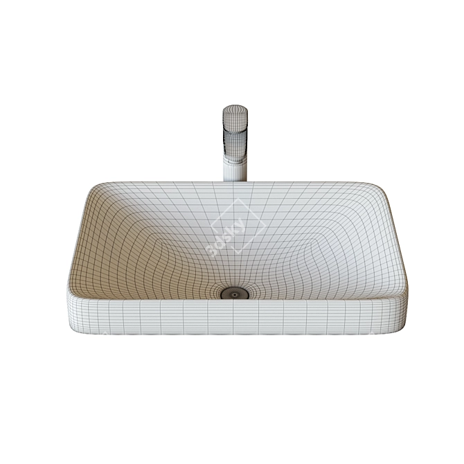 Roca Inspira Square Washbasin: Sleek Surface-Mounted Design 3D model image 2
