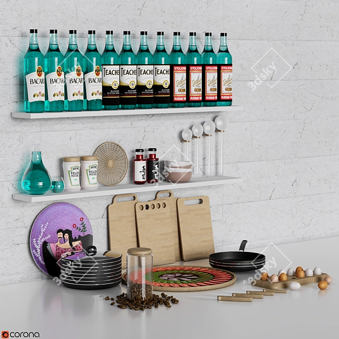 Modern Kitchen Essentials 3D model image 3