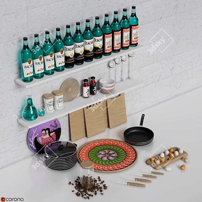 Modern Kitchen Essentials 3D model image 4