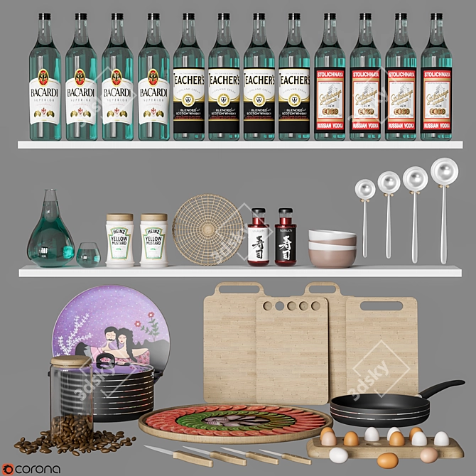 Modern Kitchen Essentials 3D model image 7