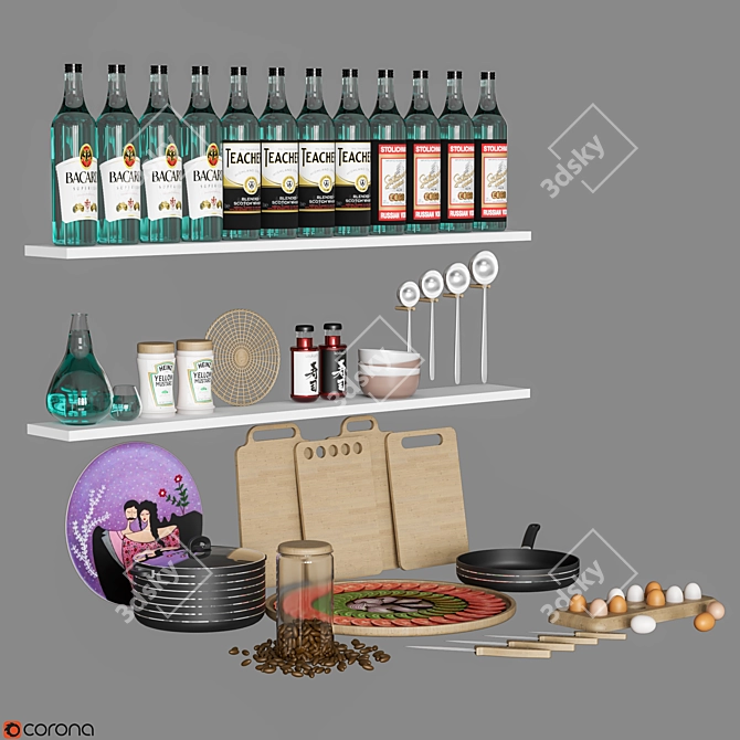 Modern Kitchen Essentials 3D model image 8