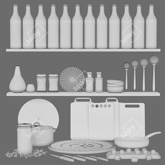 Modern Kitchen Essentials 3D model image 1